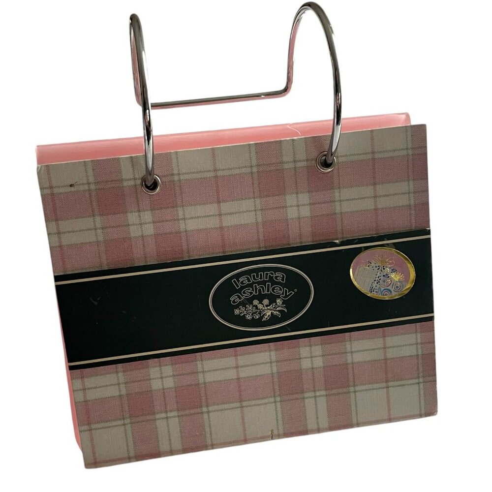 Vtg Laura Ashley Photo Album / Recipe Card Holder Pink Canasta Check Plaid Stand